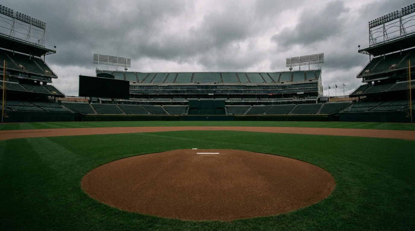 Montículo de lanzamiento vacío en un estadio de béisbol profesional
