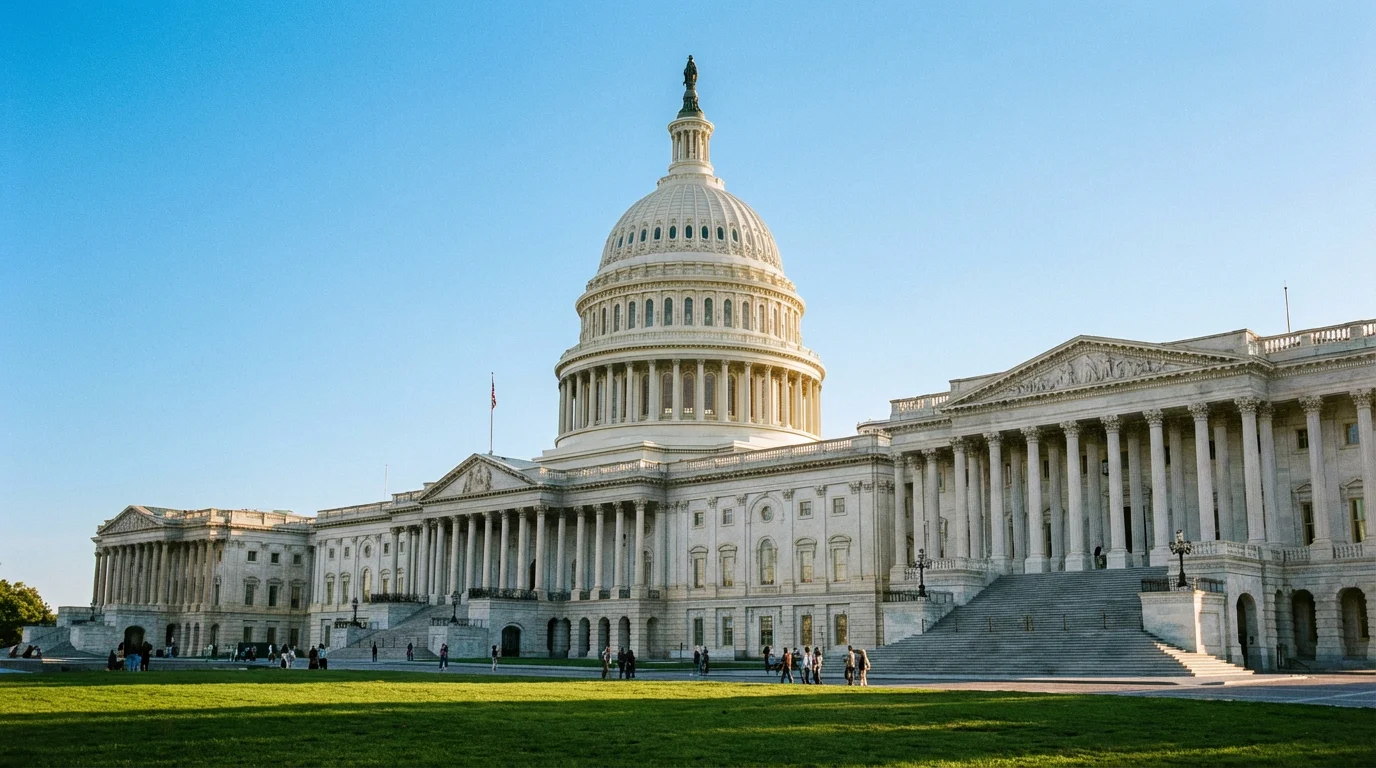 Edificio del Capitolio de Estados Unidos con un cielo despejado de fondo